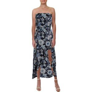Aqua Womens Strapless Floral Maxi Dress